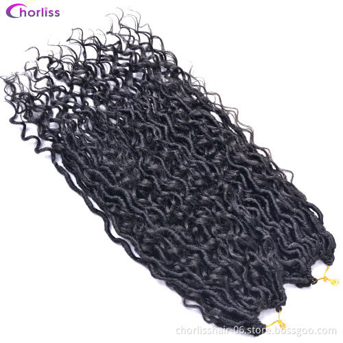 Wholesale 22''cheap Goddess Faux Locks River Wavy Crochets Braids With Curly Ends Synthetic Hair Extension Twist For Women